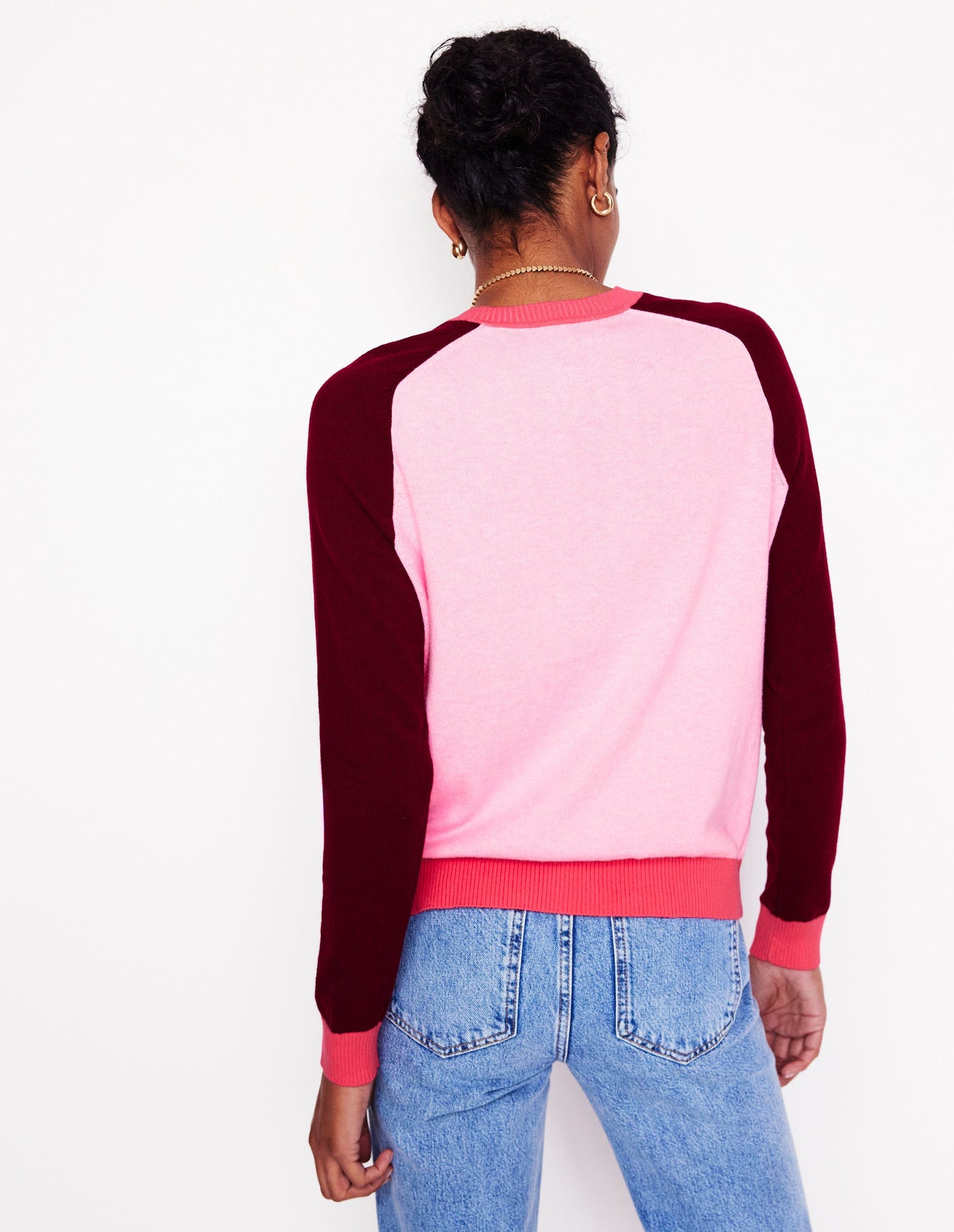 Meg Saddle Sleeve Cardigan-Soft Pink, Colourblock