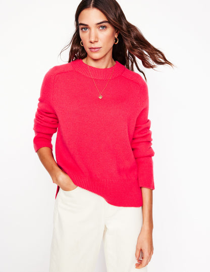 Wide Sleeve Cashmere Jumper-Camelia Pink