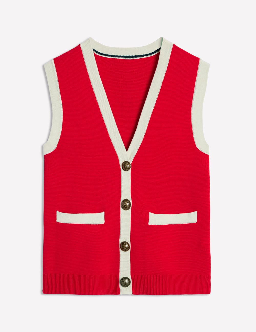 Holly Knitted Waistcoat-Poppy Red