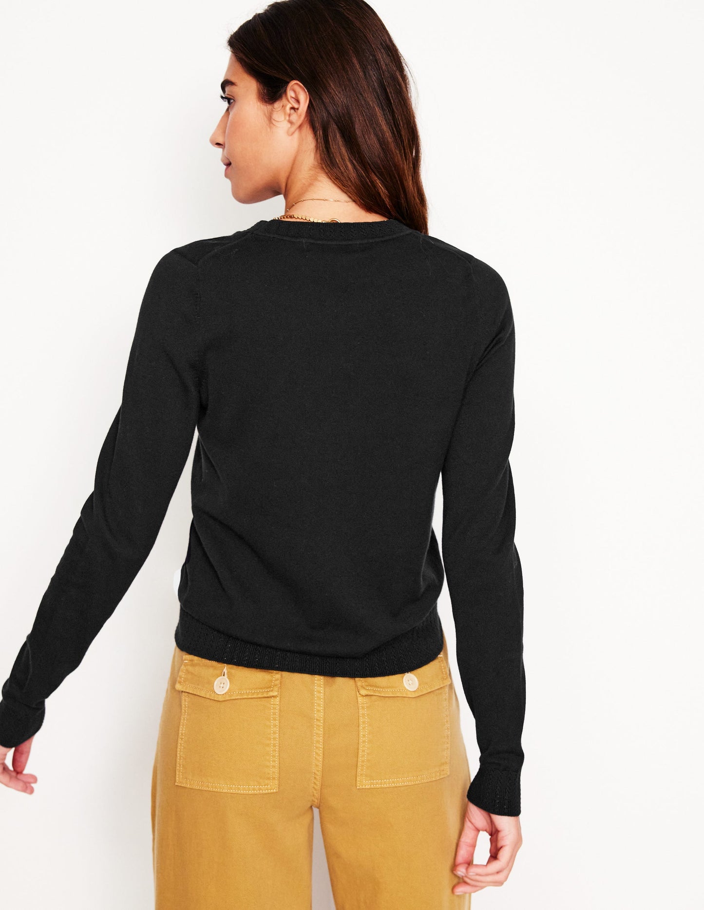 Emilia Cotton Crew Jumper-Black