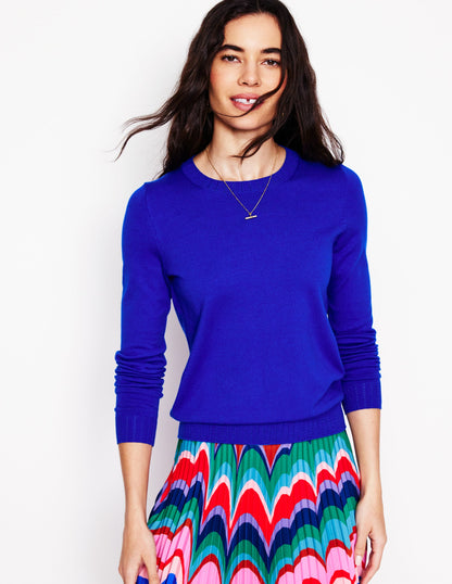 Emilia Cotton Crew Jumper-BLUE