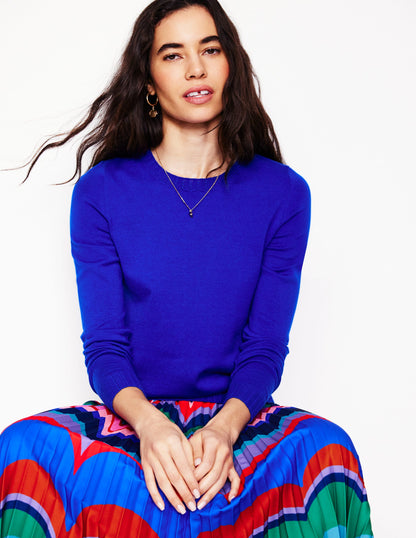 Emilia Cotton Crew Jumper-BLUE