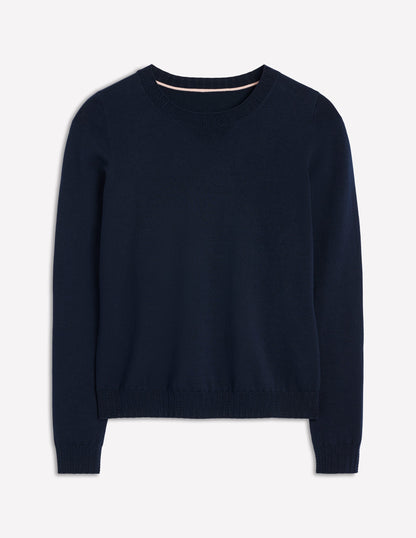 Emilia Cotton Crew Jumper-Navy