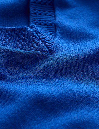 Emilia Cotton V Neck Jumper-Bright Blue