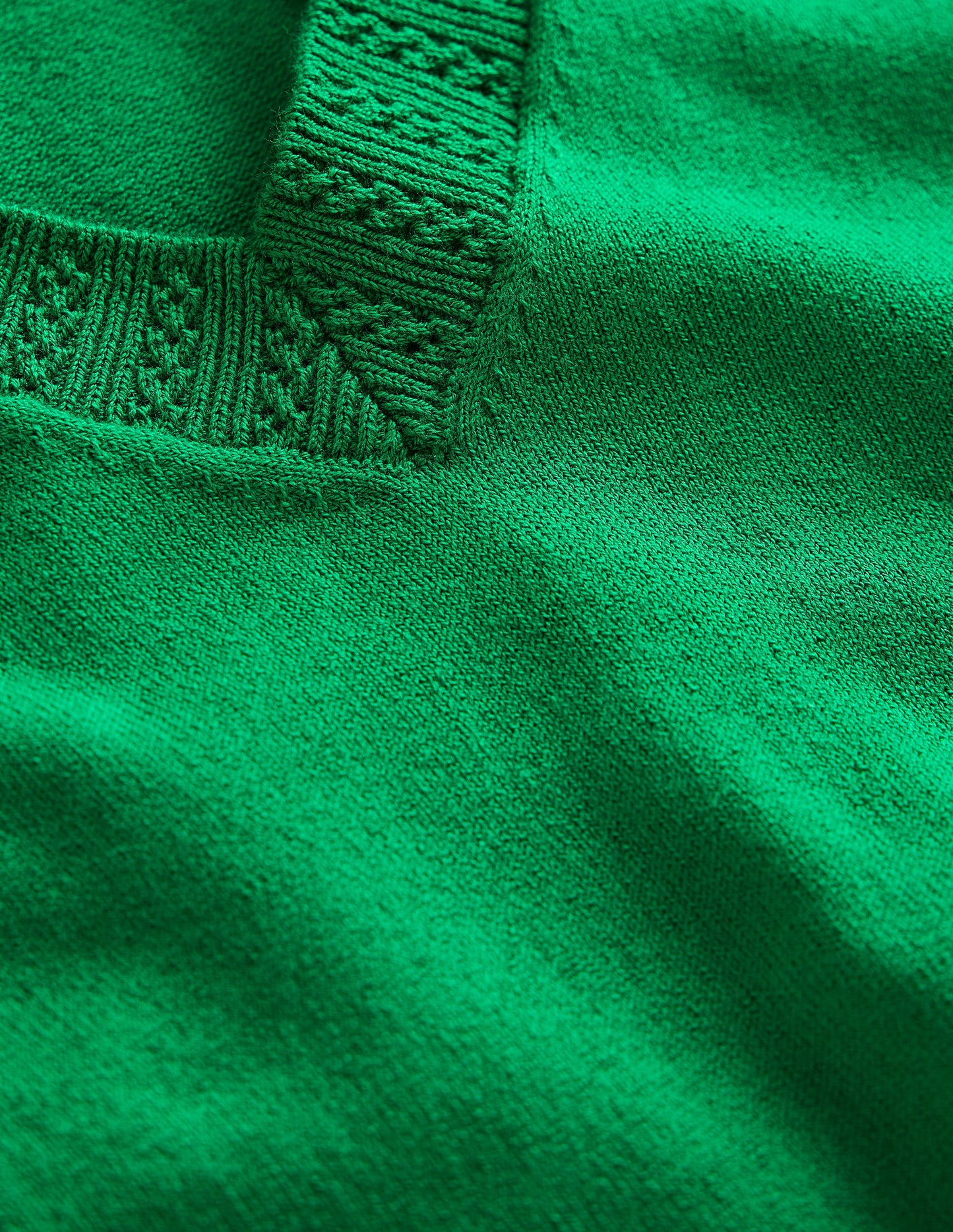 Emilia Cotton V Neck Jumper-GREEN