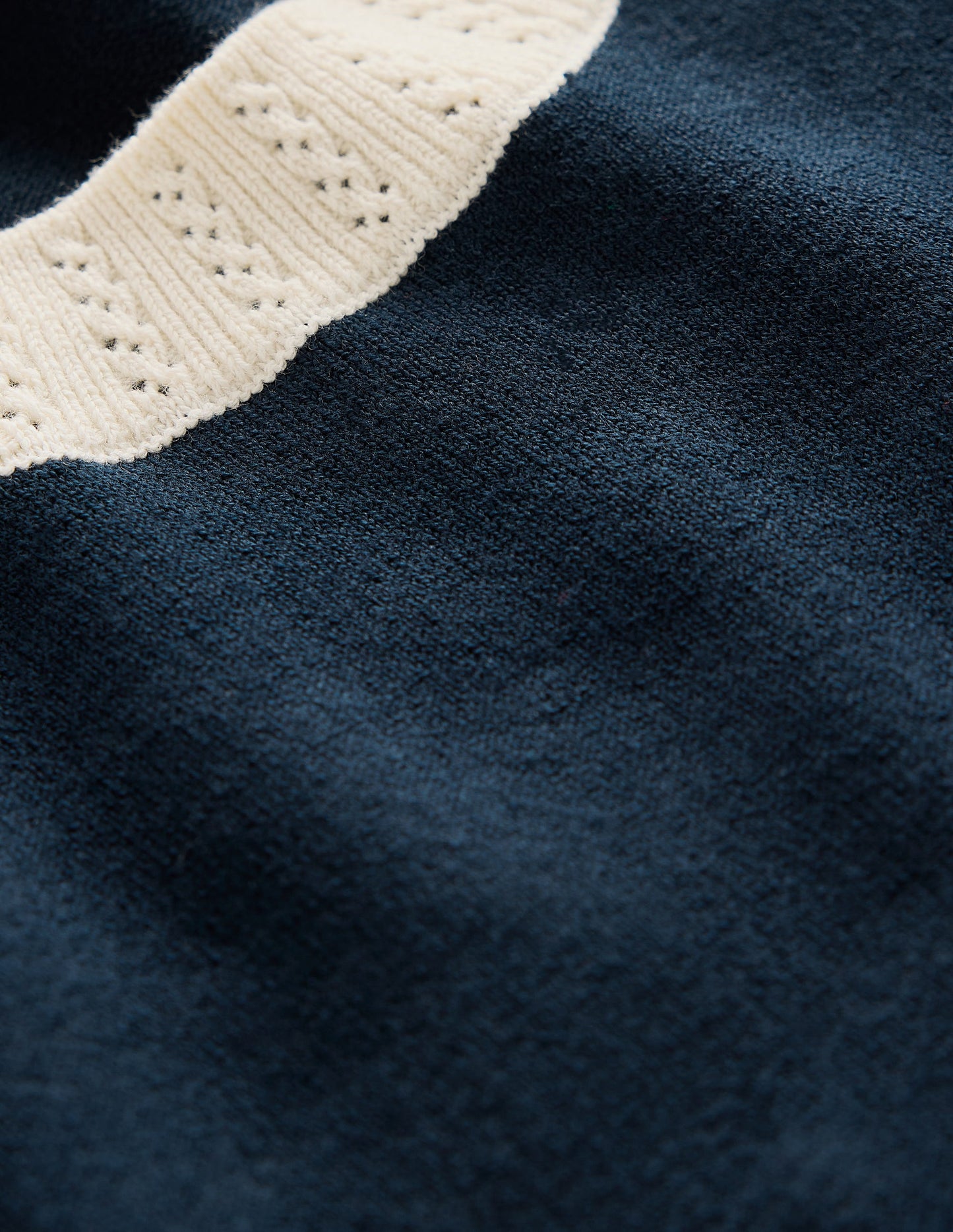 Emilia Cotton Crew T-shirt-Navy, Warm Ivory