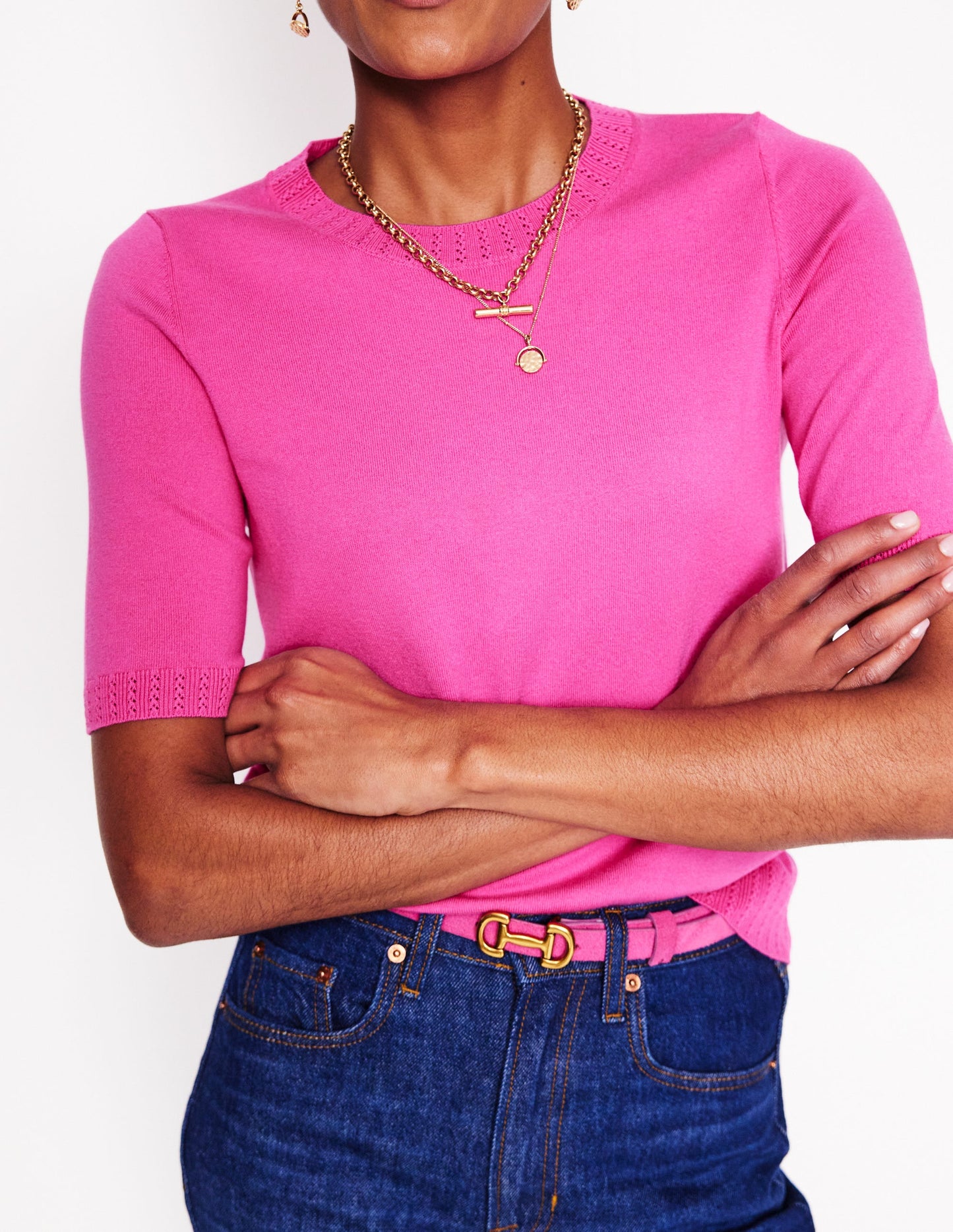 Emilia Cotton Crew T-shirt-Tickled Pink