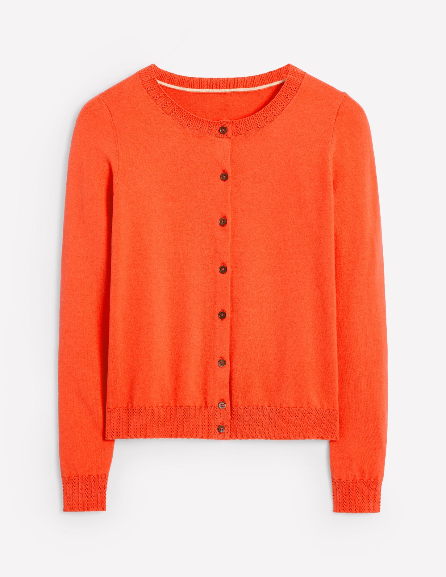 Emilia Cotton Crew Cardigan-Mandarin Orange