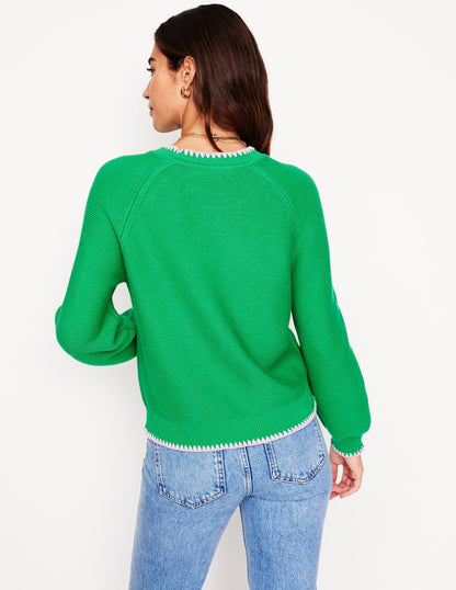 Lena Stitch Detail Jumper-Rich Emerald