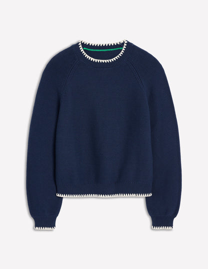 Lena Stitch Detail Jumper-Navy