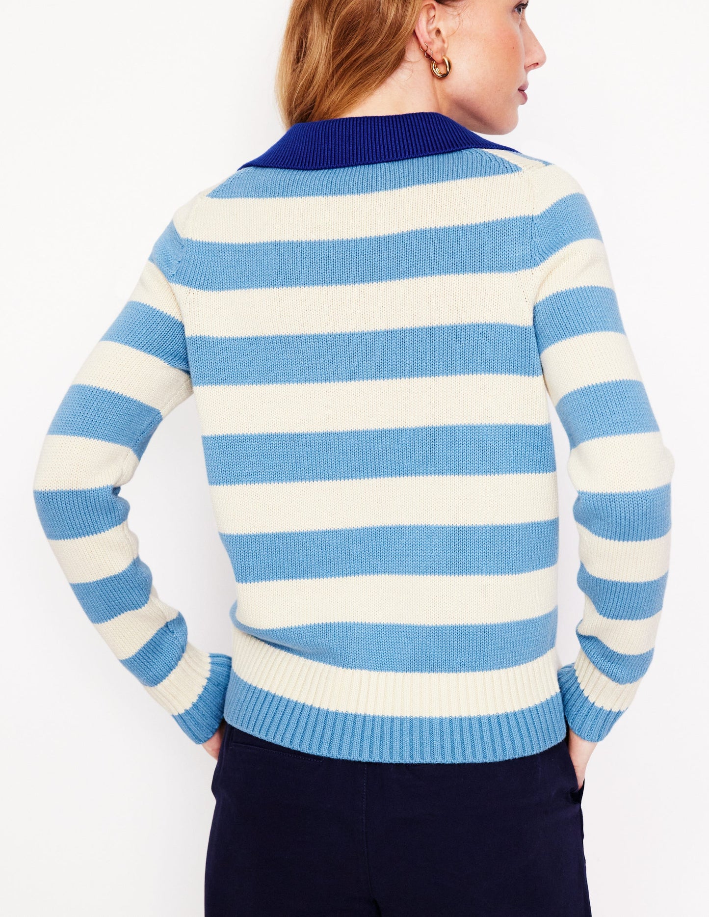 Sasha Cotton Striped Henley-Duck Egg and Ivory Stripe