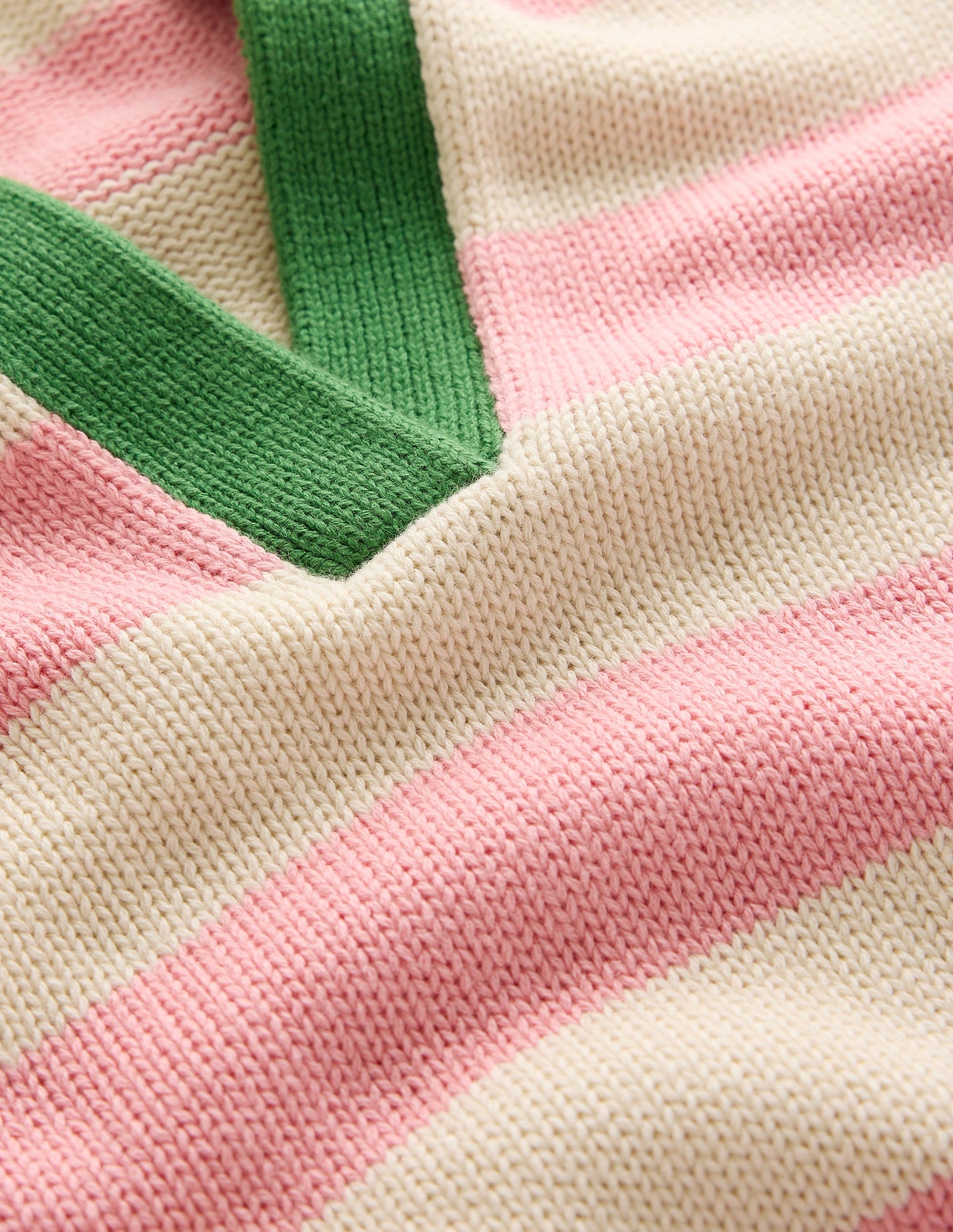 Sasha Cotton Striped Henley-Quartz Pink and Ivory Stripe