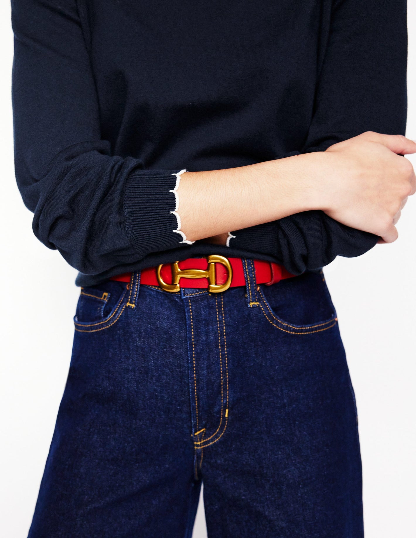 Pru Scallop Trim Jumper-Navy