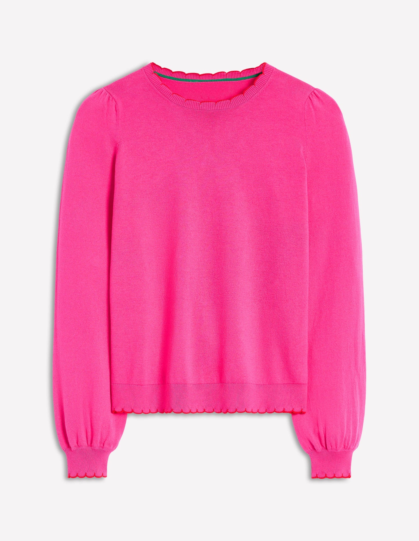 Pru Scallop Trim Jumper-Pink Peony