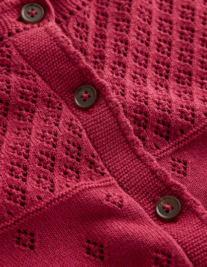 Rosalie Pointelle Cardigan-Terracotta