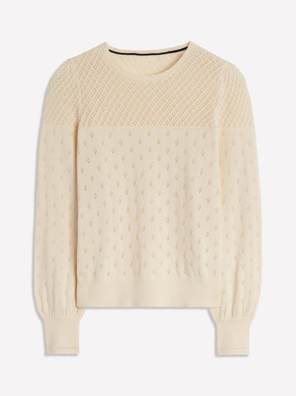 Rosalie Pointelle Jumper-Warm Ivory