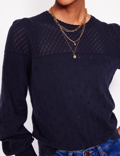 Rosalie Pointelle Jumper-Navy