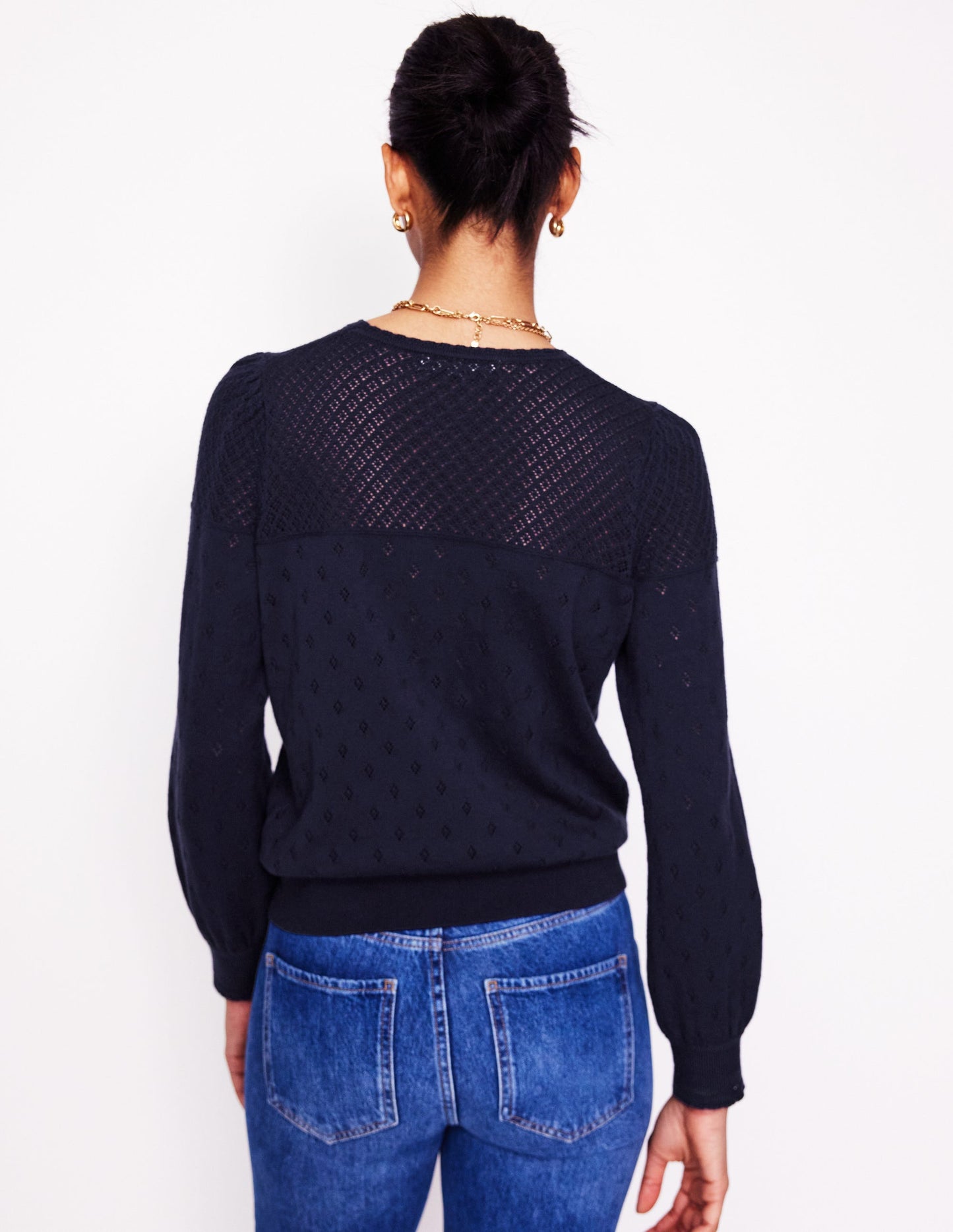 Rosalie Pointelle Jumper-Navy