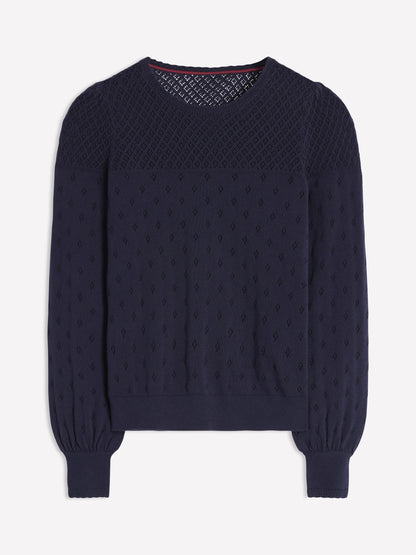 Rosalie Pointelle Jumper-Navy