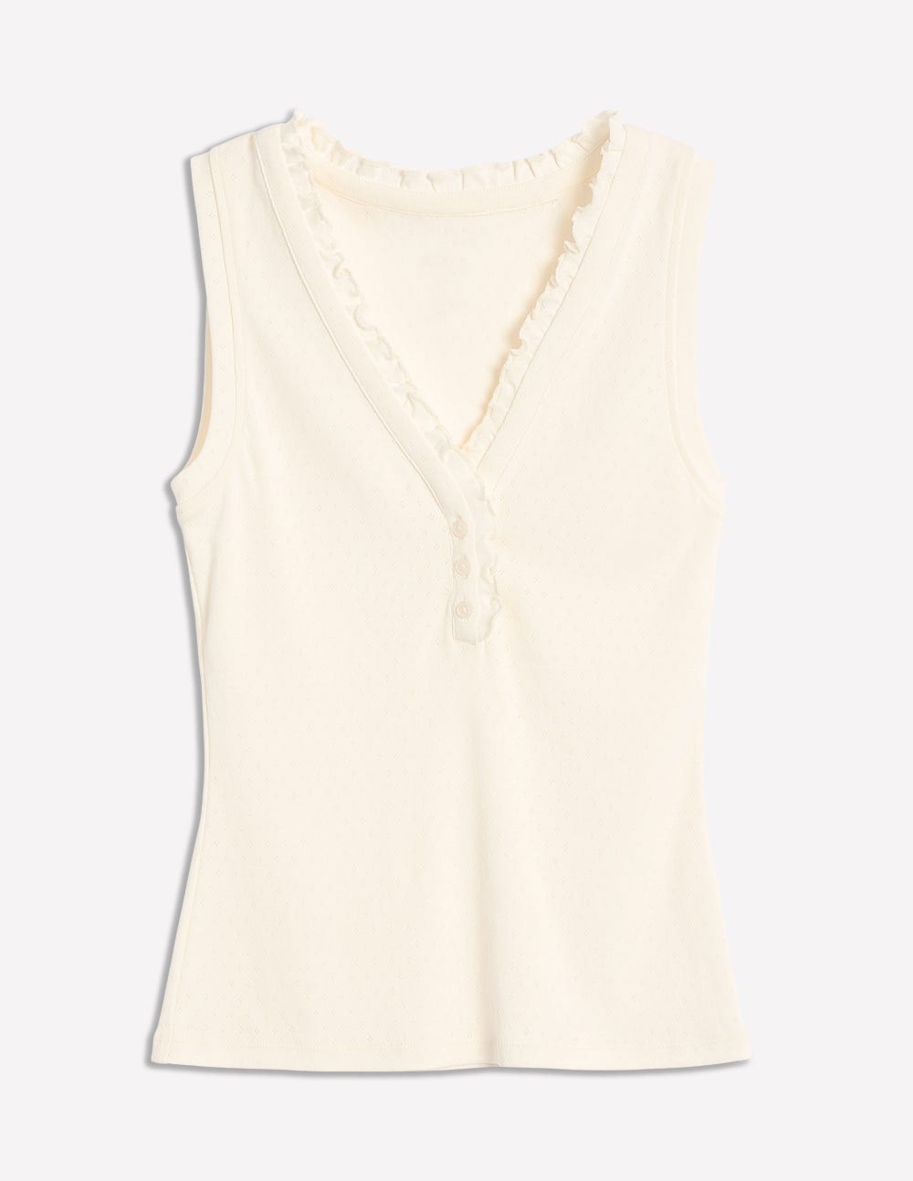 Jersey Henley Pyjama Vest-Ivory