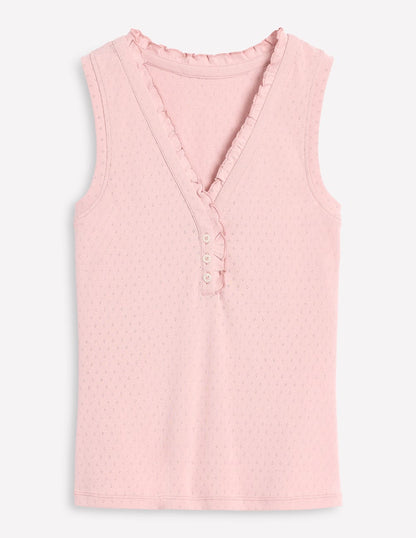 Jersey Henley Pyjama Vest-Light Pink Marl