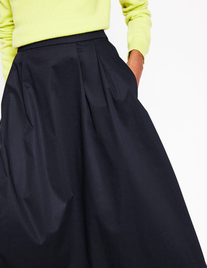 Isabella Cotton Sateen Skirt-Black