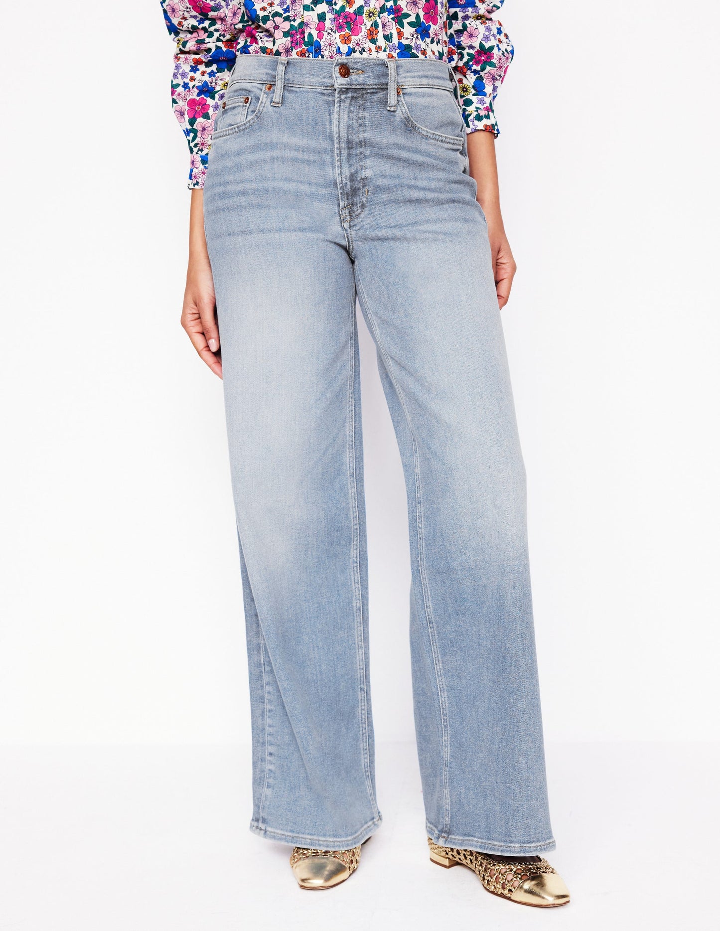 High Rise Wide Leg Jeans-Light Vintage