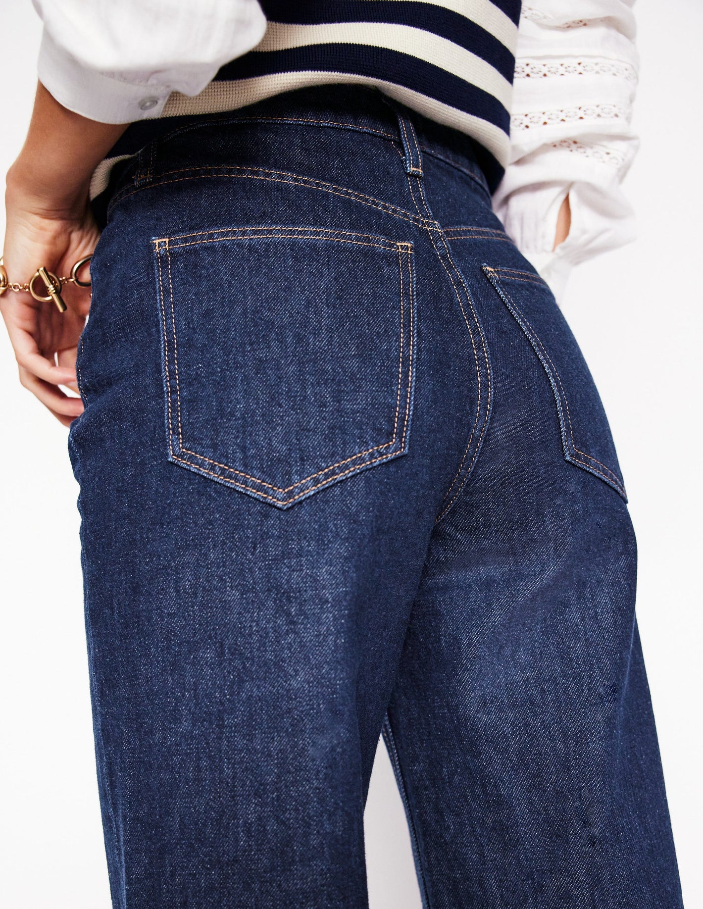 High Rise Straight Crop Jeans -Indigo