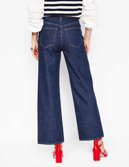 High Rise Straight Crop Jeans -Indigo