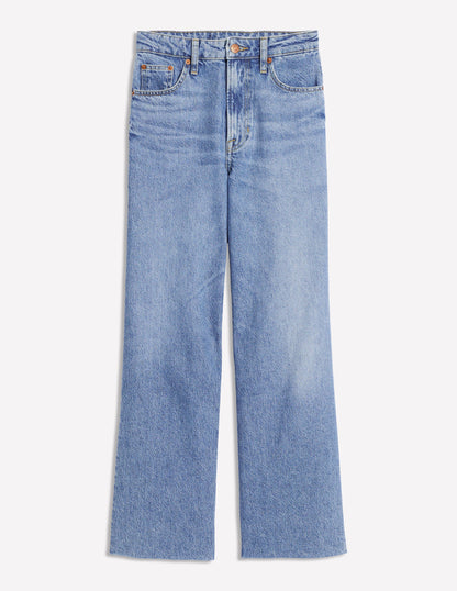 High Rise Straight Crop Jeans-Light Vintage Frayed