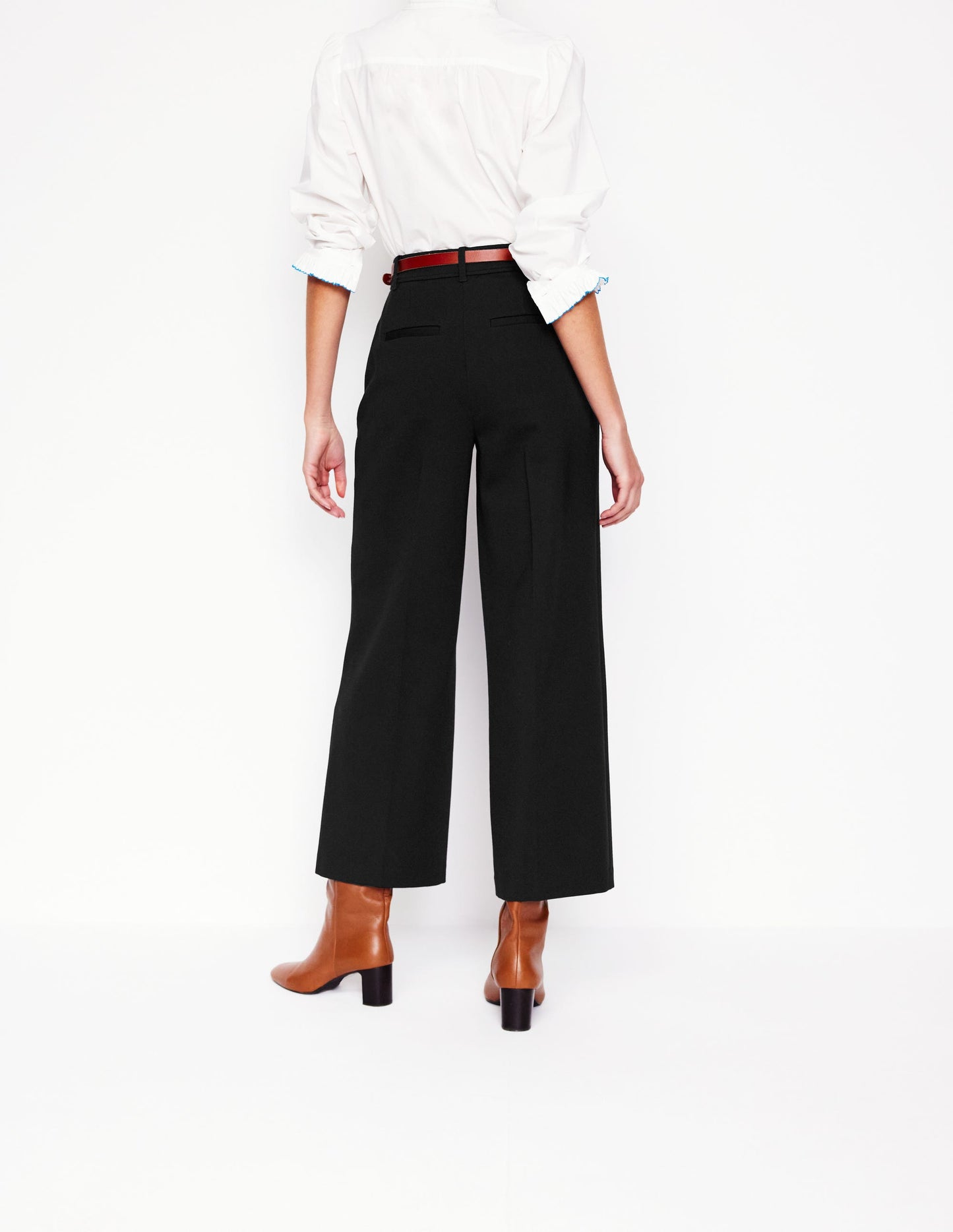 Cropped Ponte Trousers-Black