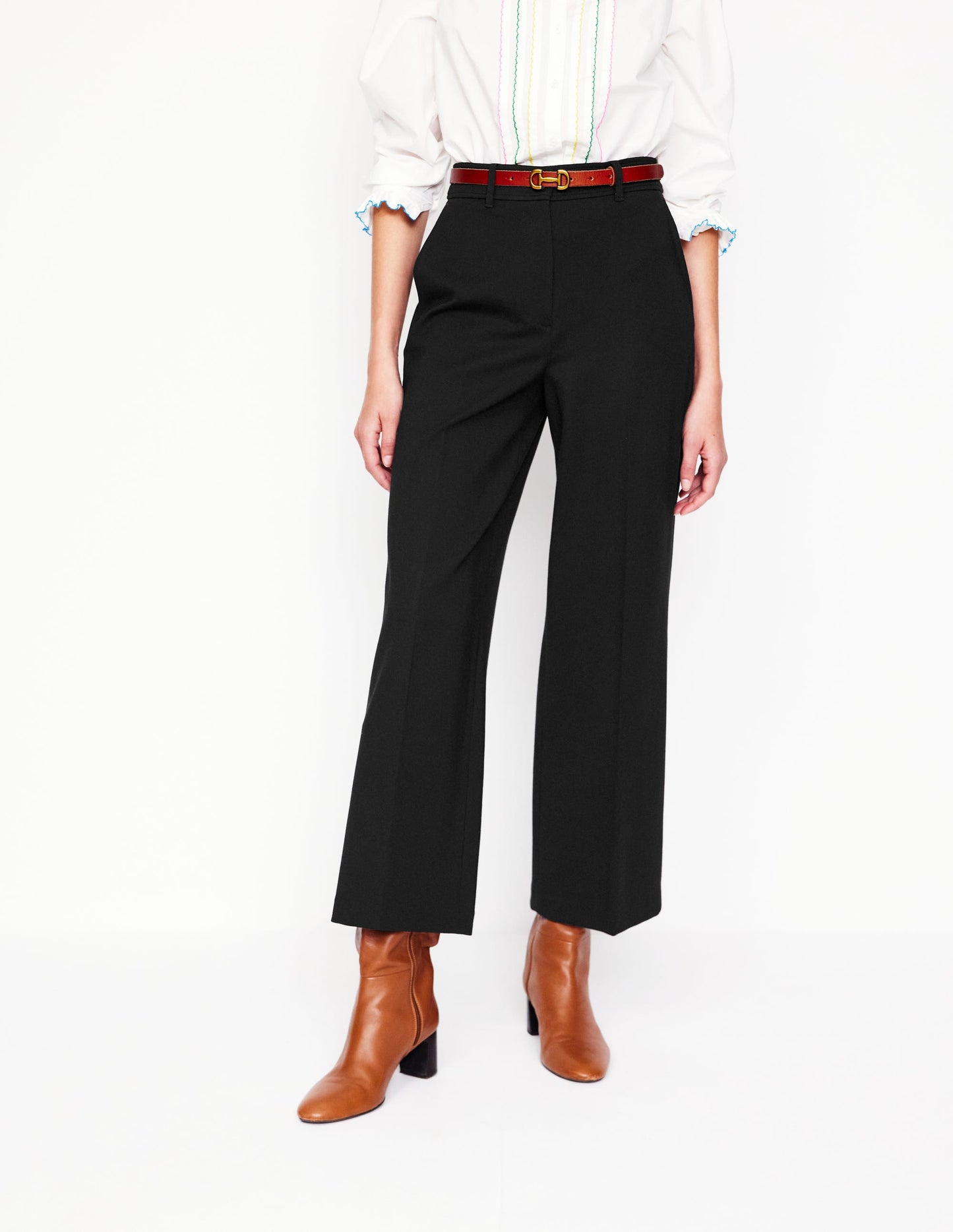 Cropped Ponte Trousers-Black