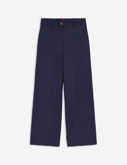 Cropped Ponte Trousers-Navy