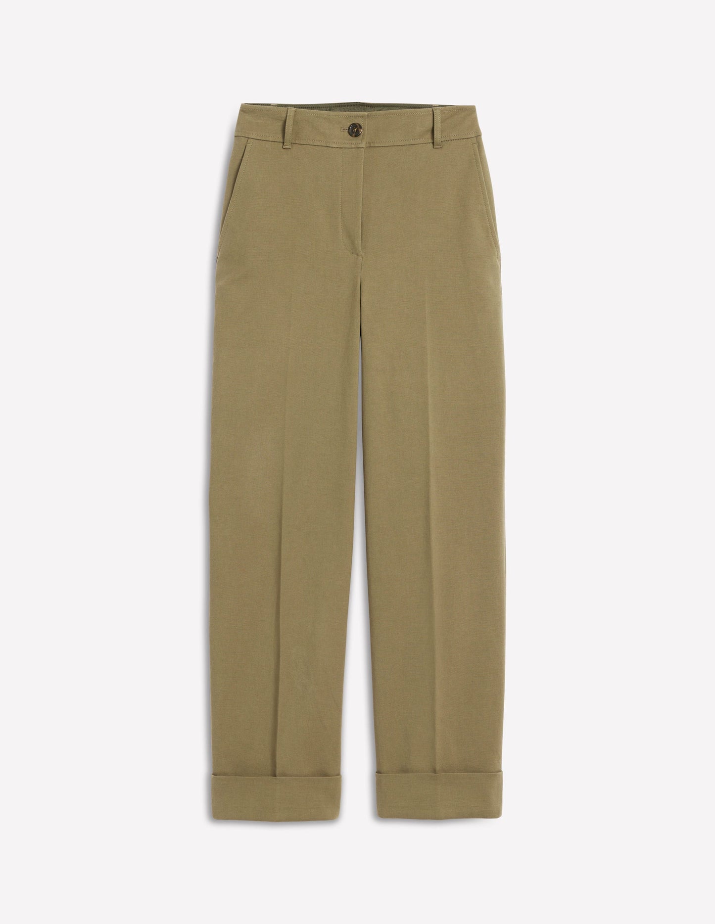 Turn Up Trousers-Warm Olive