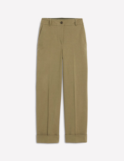 Turn Up Trousers-Warm Olive