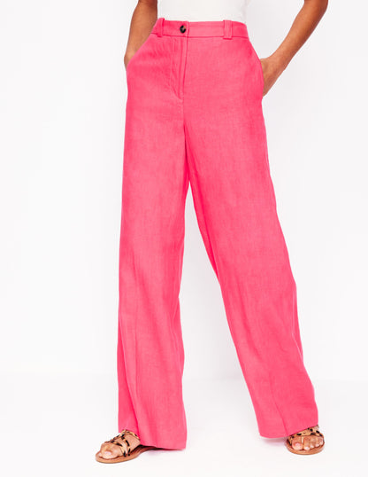 Westbourne Linen Trousers-Camelia Pink