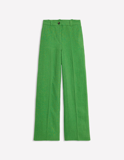 Westbourne Linen Trousers-Iguana Green