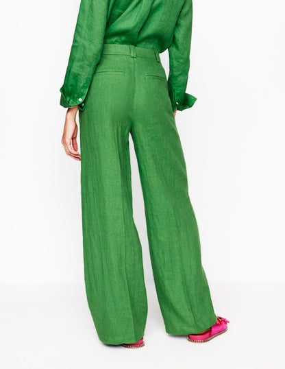 Westbourne Linen Trousers-Iguana Green