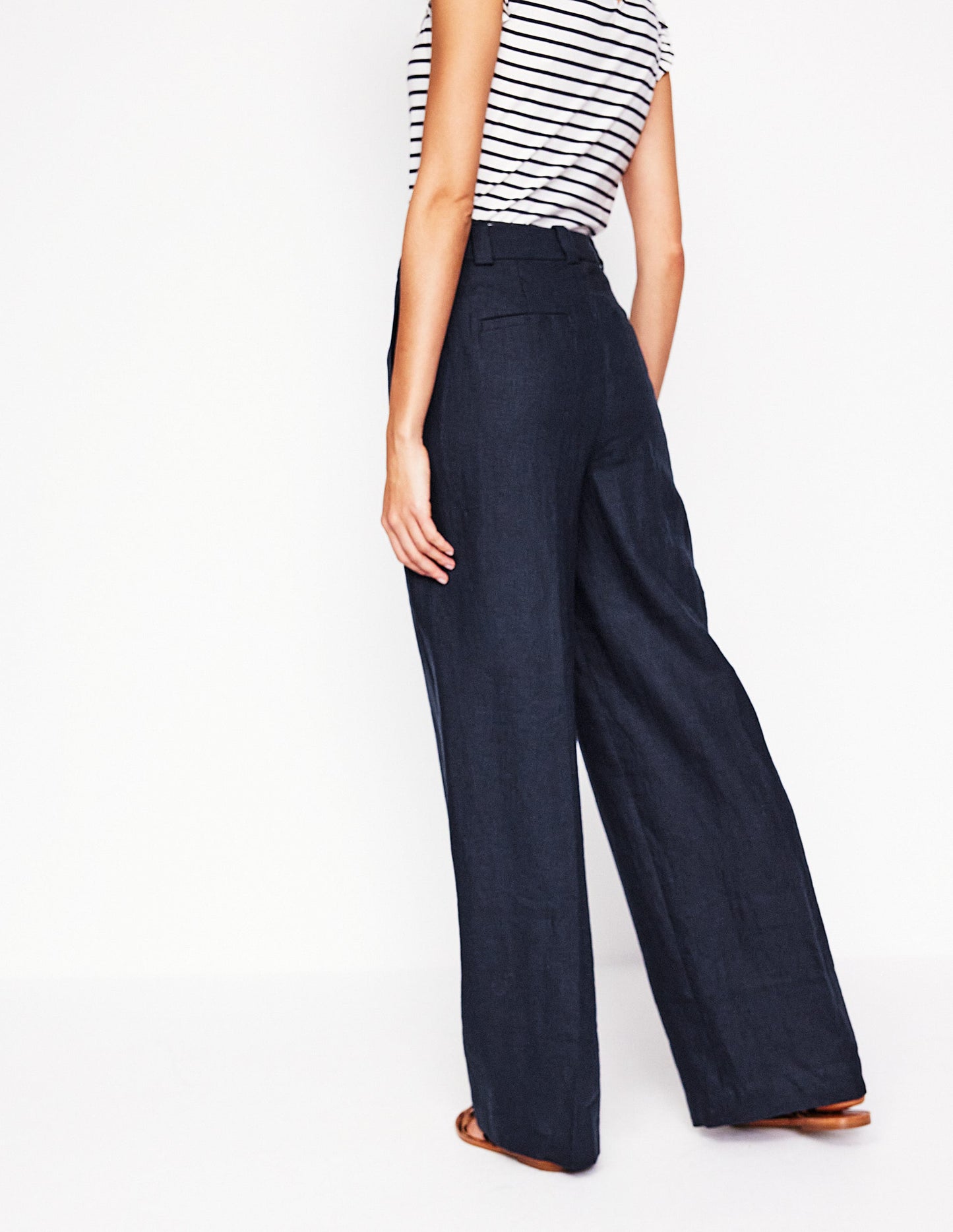 Westbourne Linen Trousers-Navy