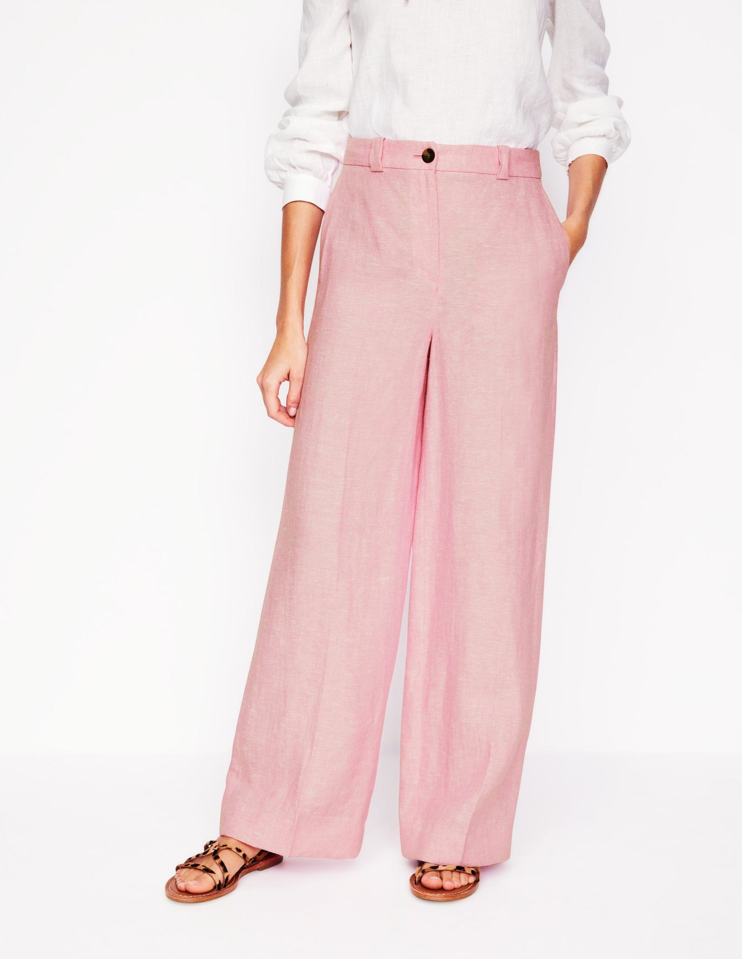 Westbourne Linen Trousers-Meadowsweet Pink Chambray