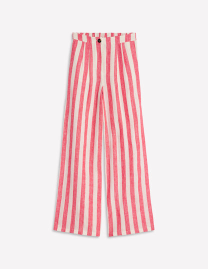 Dulwich Linen Trousers-Strawberry Tart Red  Stripe