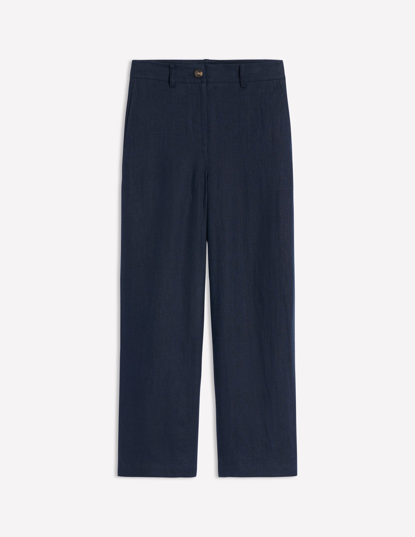 Westbourne Crop Linen Trousers-Navy