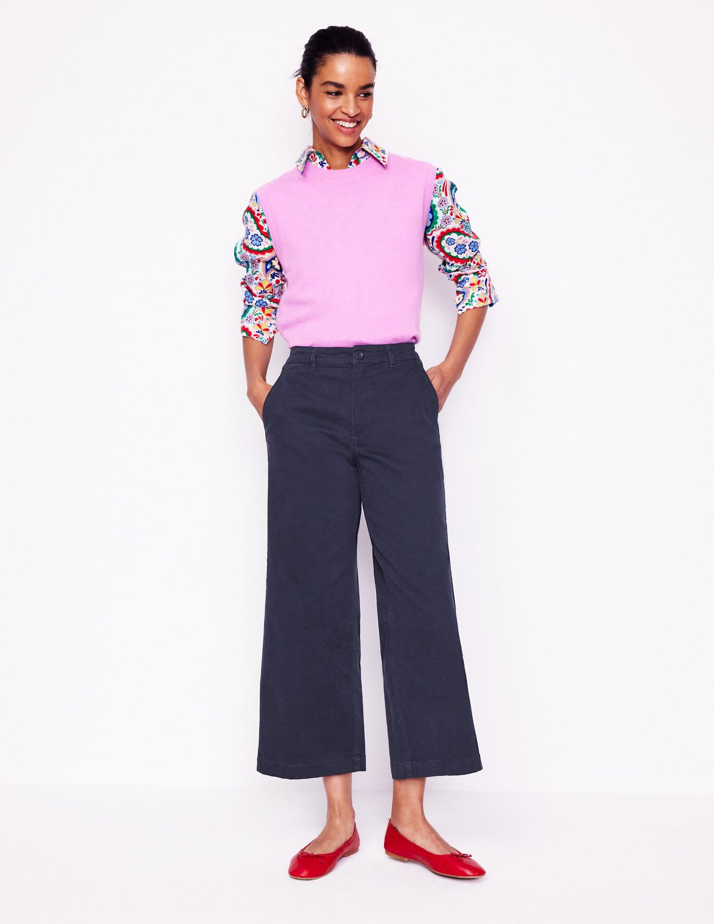 Barnsbury Crop Chino Trousers-Navy