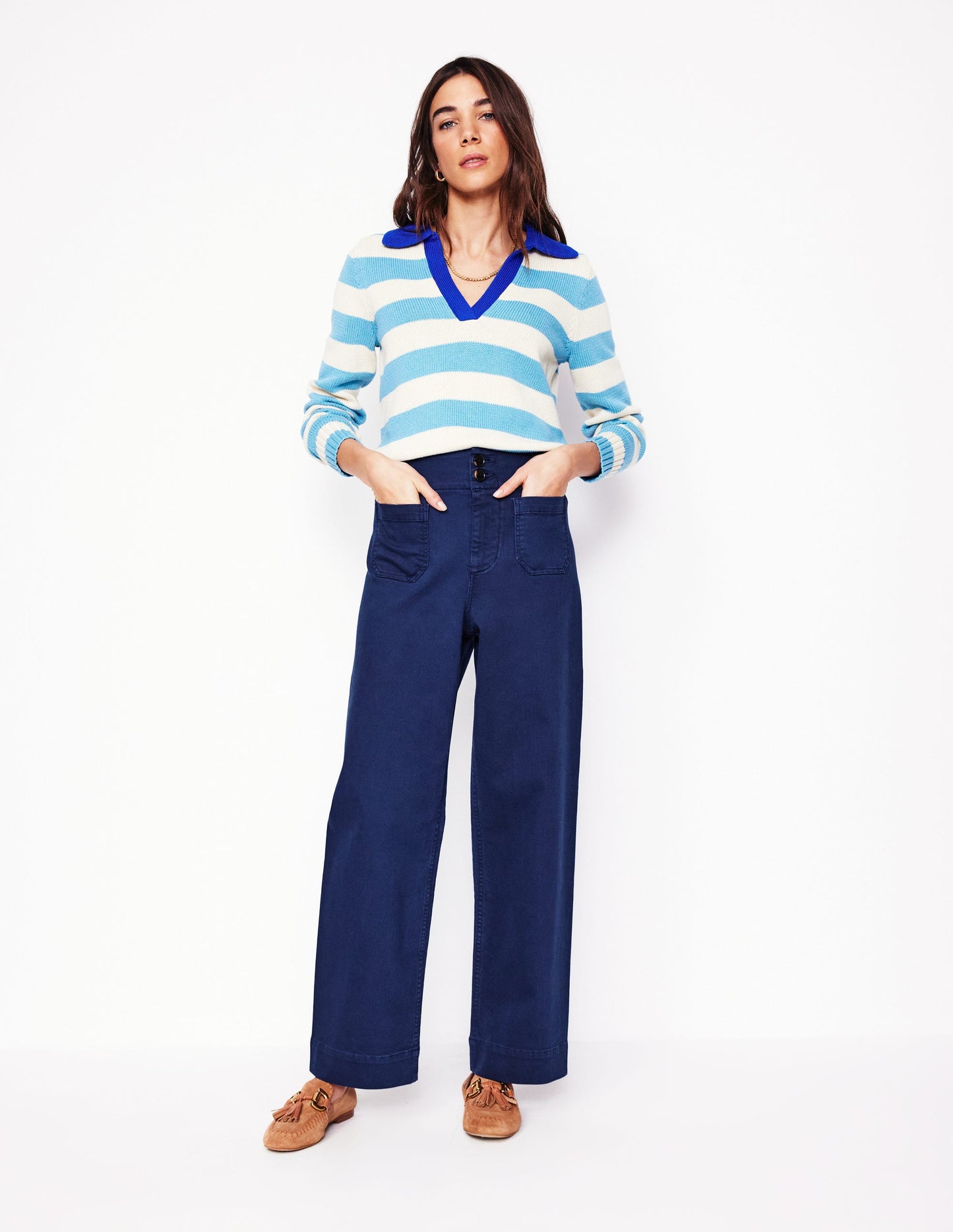 Primrose Patch Pocket Trousers-Navy