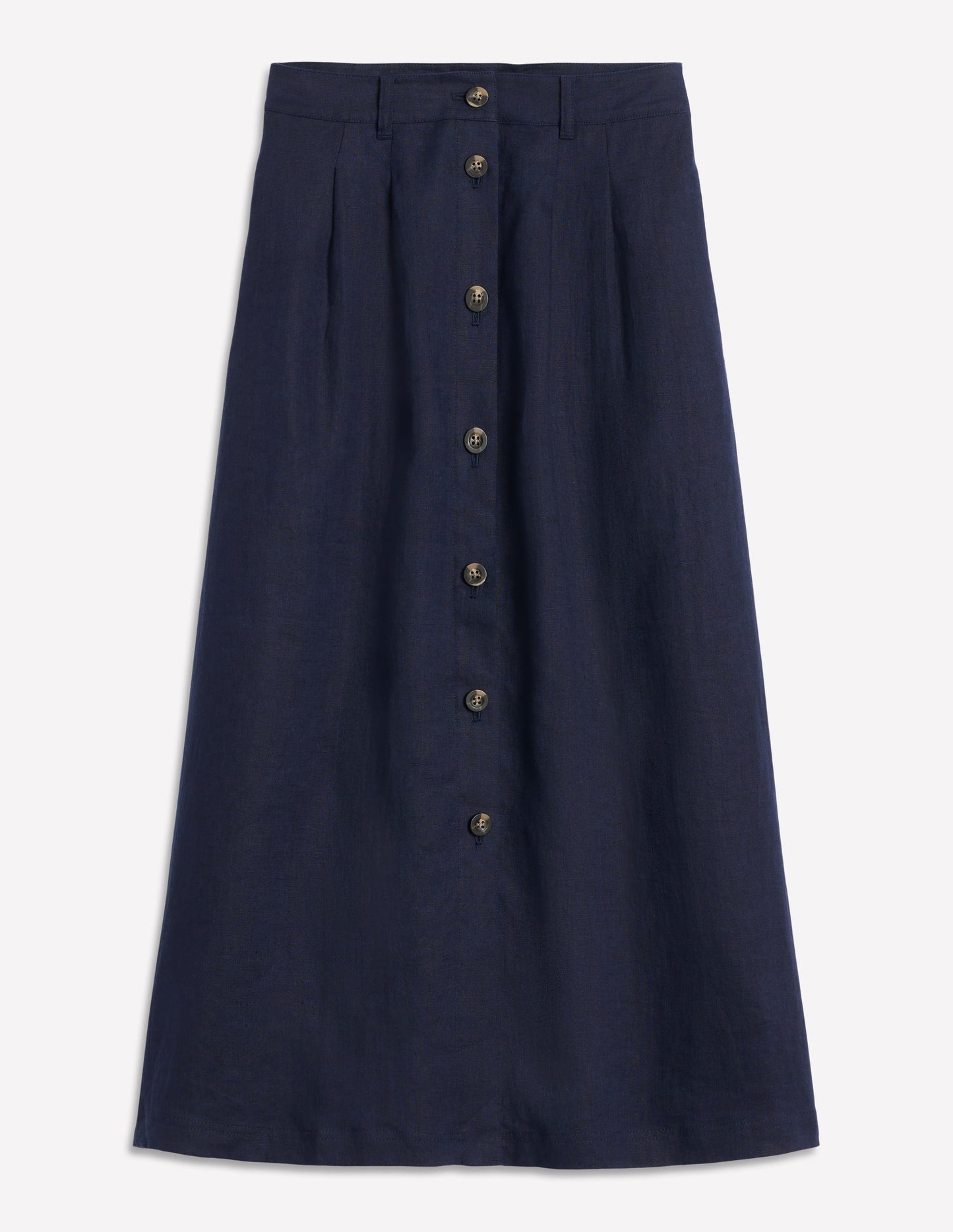 Thomasina Linen Midi Skirt-Navy