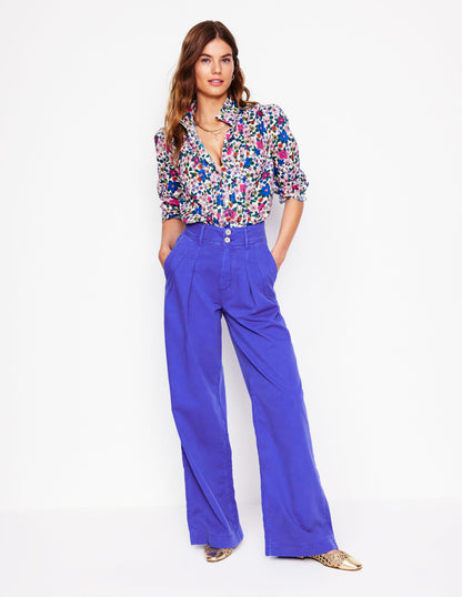 Brompton Wide Leg Trousers -Bright Blue