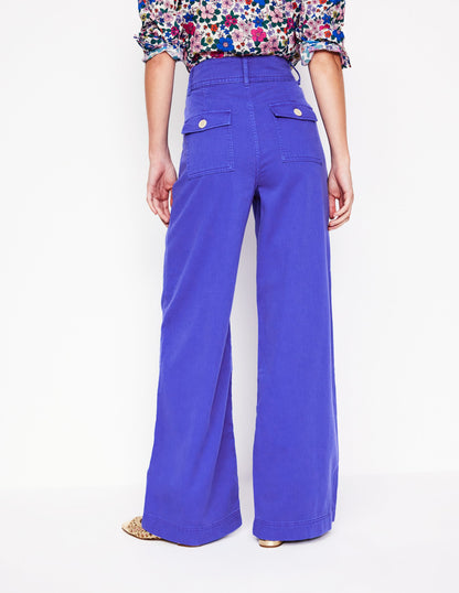 Brompton Wide Leg Trousers -Bright Blue