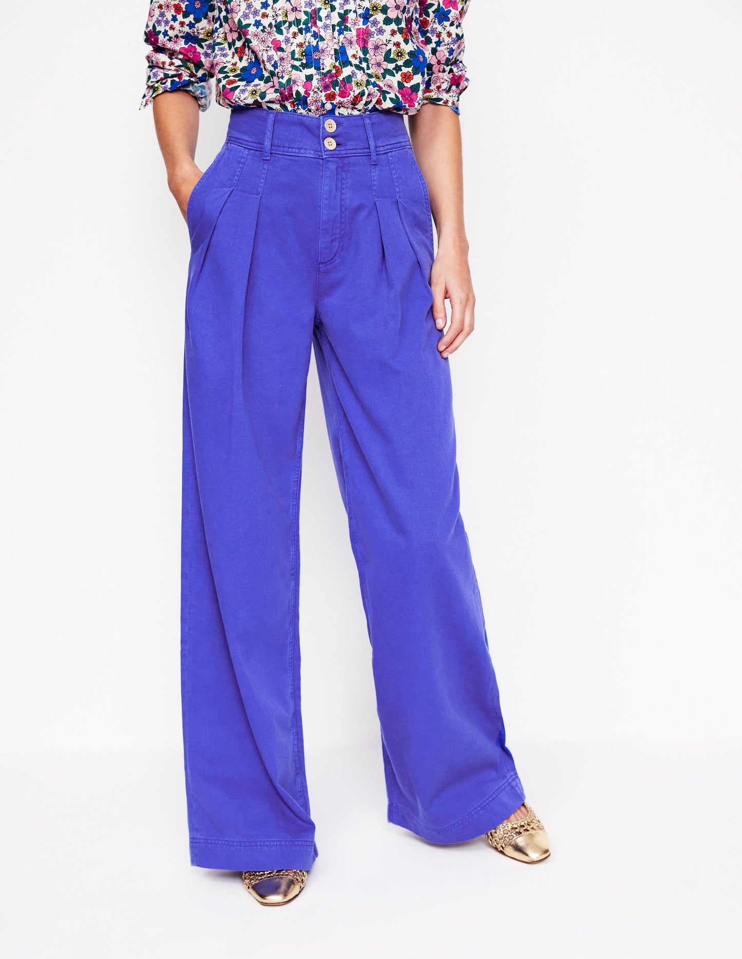 Brompton Wide Leg Trousers -Bright Blue