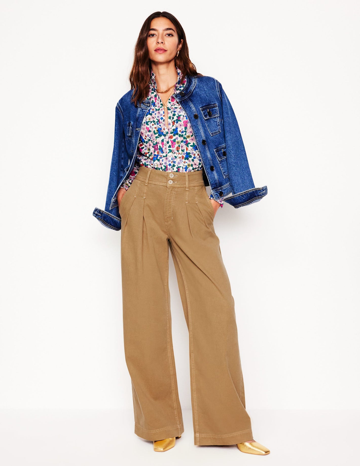 Brompton Wide Leg Trousers -Gingerbread