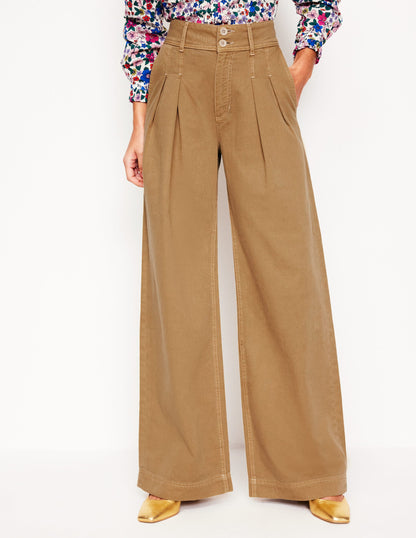 Brompton Wide Leg Trousers -Gingerbread